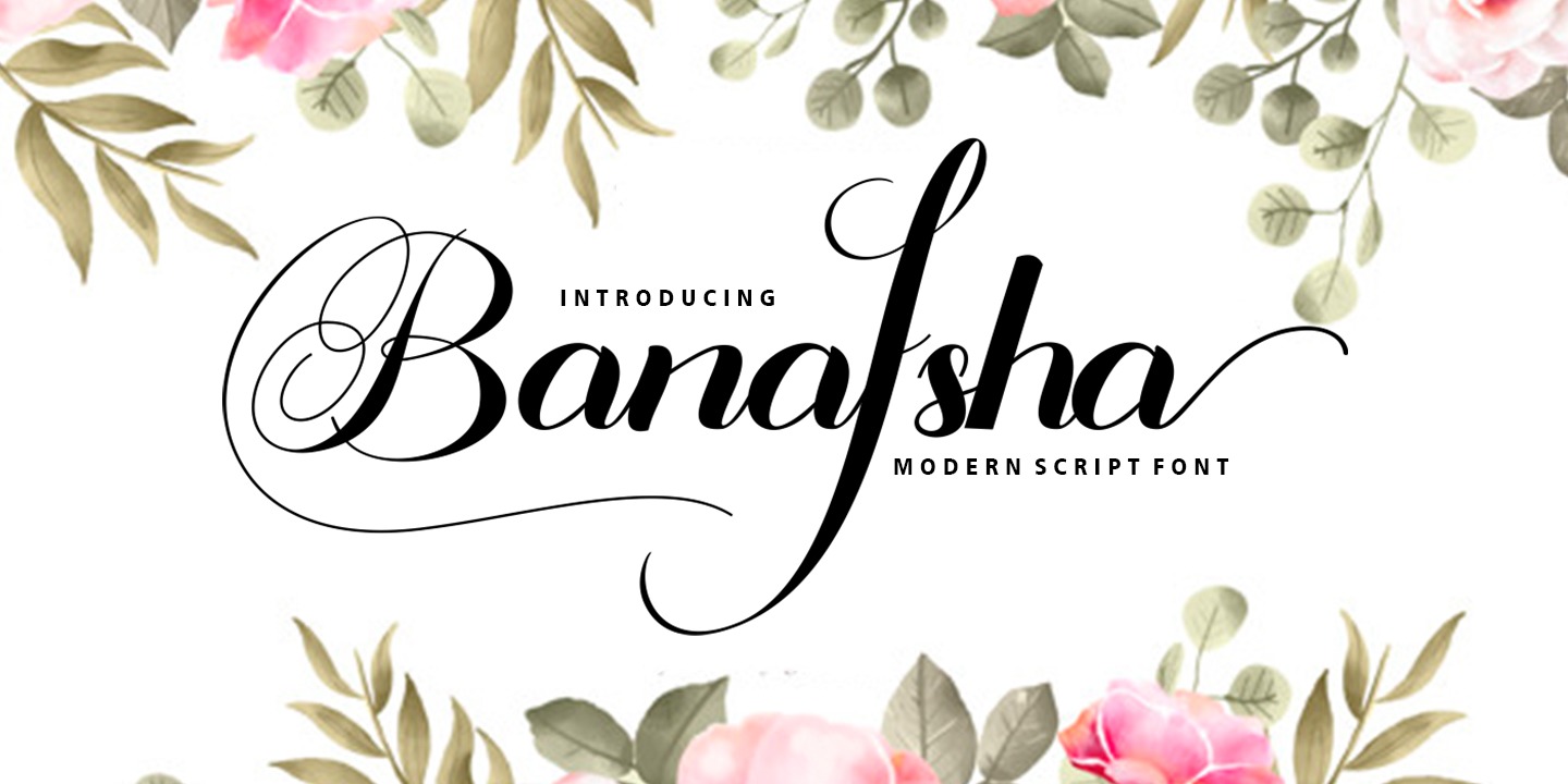 Beispiel einer Banafsha Script Regular-Schriftart